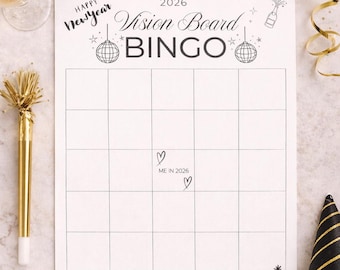 2026 vision board bingo card, Printable New Year Bingo Game,New Year Resolution Goals,Bingo Game Card,New Years party games,Instant Download