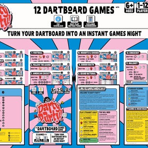 12 Dartboard Games Bundle and Scoreboards by Darty Party | Game Night Family Activity Kids Games | Darts Game Download | Bar Games