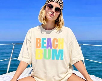 Retro Beach Bum Shirt, Neon Trendy Summer Shirt, Retro Beachy Shirt, Beach Life Shirt, Summer Vacation Tee