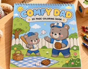 Comfy Dad Spiral Bound Coloring Book: 20 Pages Featuring Adorable Animal Characters Bleed Coloring Book