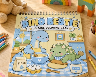 Dino Bestie Spiral Bound Coloring Book: 20 Pages Featuring Adorable Dino Characters Bleed Coloring Book