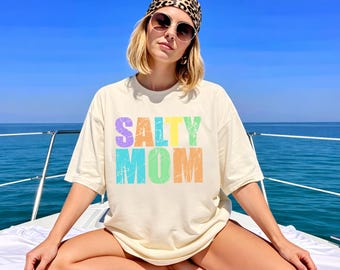 Salty Mom Comfort Color Shirt, Neon Mom Shirt, Comfort Color Beach Vibes, Neon Trendy Shirt, Summer Shirt, Beach For Gift, Shirt Team