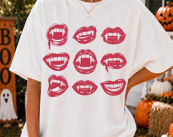 Comfort Colors® Vintage Grunge Vampire Shirt, Vampire Slayer Aesthetic Shirt, Gothic Halloween Tee, Spooky Grunge Graphic Shirt