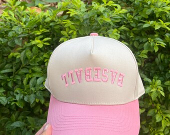 Two-tone Upside Down Baseball Embroidery Hat, Matching Color Baseball Custom Text Baseball Hat, Trucker Hat For Friends, Choose Your Color