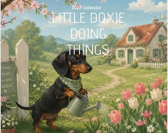 Little Doxie Doing Things 2027 Wall Calendar, Funny Year Of 2027 Dachshund Illustration Calendar, Weenie Planner Gag Gift For Friends