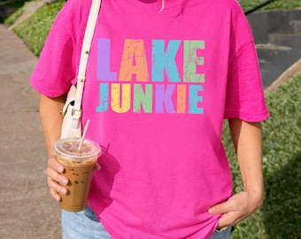 Neon Lake Junkie Comfort Color Shirt, Personalized Comfort Color Beach Vibes, Neon Trendy Shirt, Summer Shirt, Beach For Gift, Shirt Team