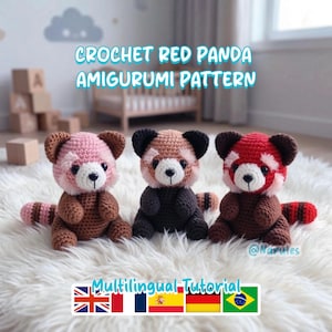 Gehaakt amigurumipatroon rode panda pdf | Easy knuffel | Meertalige zelfstudie