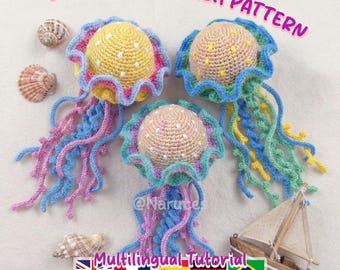 Amigurumi Jellyfish Crochet Pattern Bundle | Multilingual Beginner-Friendly Tutorial (PDF Download)