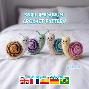 Crochet Snail Amigurumi Pattern | Amigurumi Plush Toy Tutorial | Multilingual Tutorial (PDF Download)