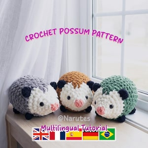 Crochet Chunky Possum Pattern PDF | No-Sew Chunky Amigurumi Plush | Multilingual Tutorial