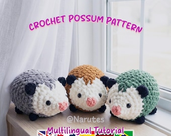 Crochet Chunky Possum Pattern PDF | No-Sew Chunky Amigurumi Plush | Multilingual Tutorial
