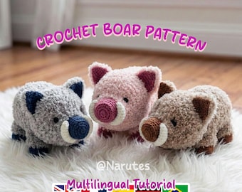 Crochet Wild Boar Pattern | Amigurumi Plush Toy | Stuffed Wild Animals | Multilingual Tutorial (PDF Download)
