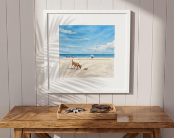 Dog & Crab Beach Art | Fort Myers Beach Print | Coastal Wall Art | Southwest Florida Decor