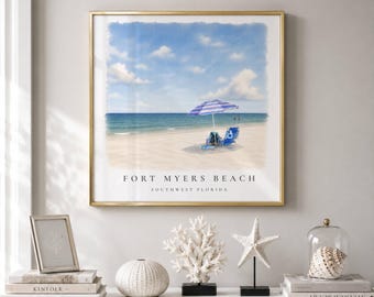 Fort Myers Beach Wall Art | Coastal Fine Art Print | Beach House Decor | Southwest Florida Square Artwork
