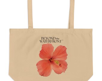 Bio-Baumwolle Hibiskus Einkaufstasche, Küstenstrand Markttasche