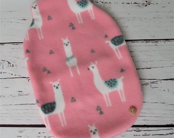 Polarfleece Wärmflaschenbezug - Rosa Lamas