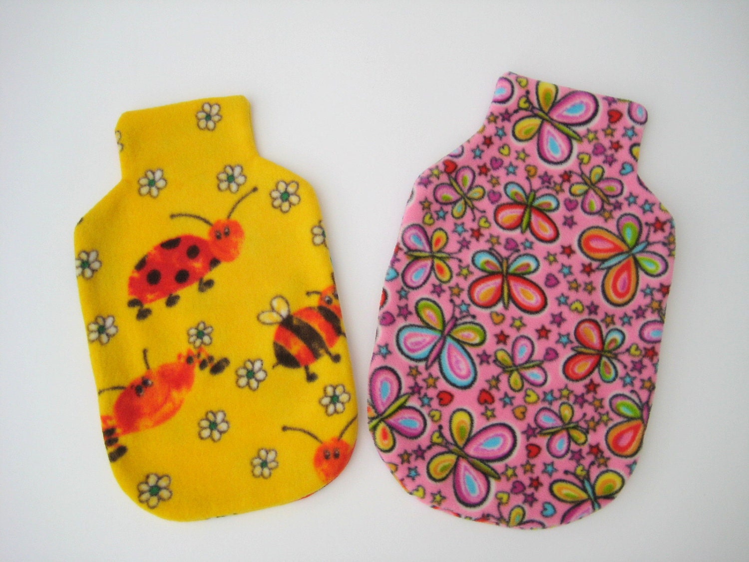 Polar Fleece Hot Water Bottle Cover Yellow with Bugs or Pink Etsy