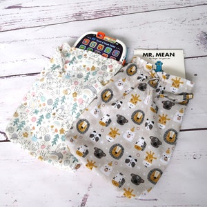 Sac à jouets en tissu pour bébé/enfant en bas âge, sac de voyage avec cordon de serrage pour embouts et bobs