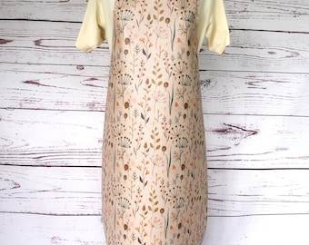 Beige Wachstuch Schürze aus mattem Wachstuch - Waldblumen