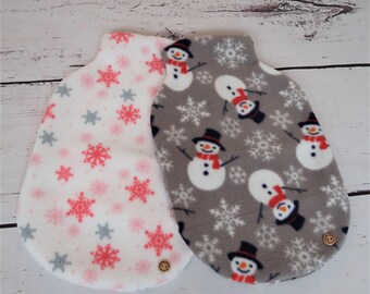 Fleece Hot Water Bottle Cover - Snowmen or Snowflakes