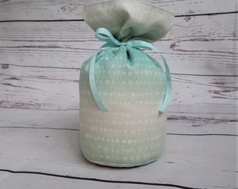 Round Fabric Door Stop, Unfilled - Spotty Beige and Blue