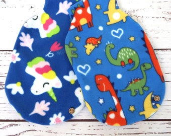 Dinosaur and Unicorn Fleece Hot Water Bottle Cover