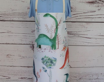 Toddler Oilcloth Apron, Dinosaur Waterproof Playtime Apron