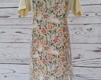 Glossy Oilcloth Adult Apron - Hares in the Meadow