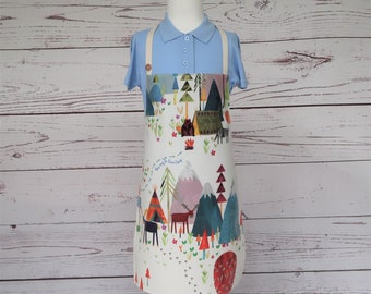 Kids Waterproof Oilcloth Apron: Bear Camp Print,
