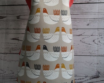Adult Matt Oilcloth Apron - Rows of Scandi Birds