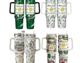 Masters Tournament 40oz Tumbler With Handle, Golf Lover Travel Mug, Insulated Golf Cup With Straw, Leak-Proof and Stylish for Everyday Use