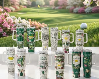 Masters Golf 2026 Tumbler 40oz with Handle Augusta Inspired Champion Design Golf Lover Gift Insulated Travel Mug