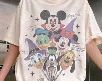Retro Mickey Friends Halloween Comfort Colors Shirt, Spooky Balloon Disney Tee, Disneyland Family Trip Shirt, Cute Matching Vacation Outfit