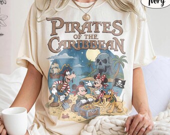 Koszulka z motywem Piratów z Karaibów Disney Cruise w kolorach Comfort Colors, koszulka retro z motywem Piratów z Myszki Miki i Przyjaciół, prezent dla rodziny z rejsu w stylu vintage Yo Ho