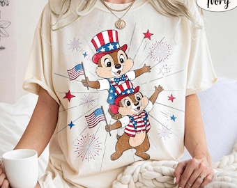 Chip And Dale 4th Of July Shirt Comfort Colors, Retro Disney USA Patriotic Tee, Vintage Independence Day Family Matching Trip 2026 Outfit