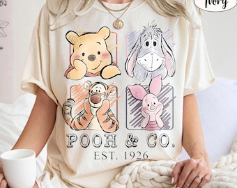 Retro Winnie The Pooh Comfort Colors Shirt, Pooh And Friends Vintage 1926 Tee, Tigger Piglet Eeyore Top, Disneyland Family Trip 2026 Outfit