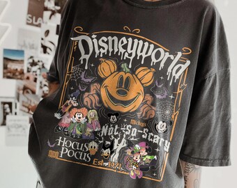 Disneyworld Est 1971 Halloween Comfort Colors Shirt, Koszulka imprezowa Myszka Miki Nie Tak Strasznie, Hocus Pocus Sanderson Sisters, Disney Family Matching