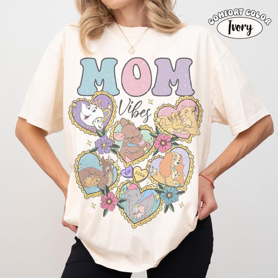 Disney Mom Shirt Comfort Colors, Vintage Mom Vibes Tee, Mothers Day Gift, Duchess Perdita Mrs Potts Mrs. Jumbo, Disneyland Trip 2026 Outfit
