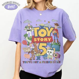 Vintage Toy Story 1995 Comfort Colors Shirt, Retro Woody Buzz Lightyear Tee, Youve Got A Friend In Me Tee, Pixar Fest Family Vacation Gift Violet