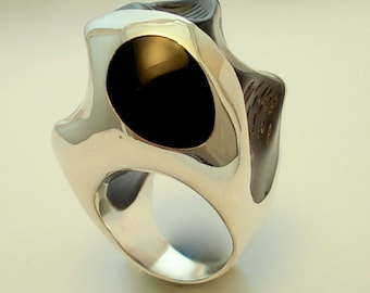 Ebony And Ivory RING.Silver Art.