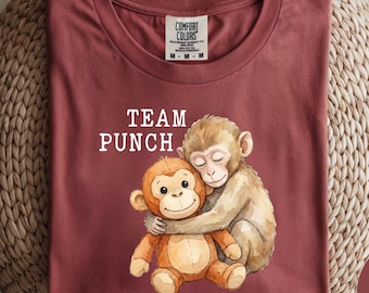 Monkey Punch Comfort Farben Shirt, süßes Affen Grafik T-Shirt, Baby Affe Plüsch Design, Muttertagsgeschenk, gemütliches Mama Shirt