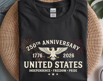 USA 250-jähriges Jubiläum Shirt, Retro 1776-2026 Adler T-Shirt, Semiquincentennial Vaterländisches Shirt, US Freiheit stolz T-Shirt, 4. Juli Feuerwerk Geschenk