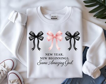 Christliches Neujahr 2026 PNG, Same Amazing God Shirt, Kokette Bögen Glaube Design, Jesus Religiöse Neuanfänge, Glaubensbasierte Sublimation