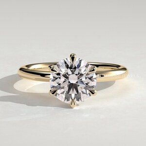 Massiver 10K 14K 18K Gold Labor gewachsener Diamant Verlobungsring Runder hoch gefasster Ring Einzigartiger Vintage-Stil Ring Minimalistischer Versprechensring für Frauen
