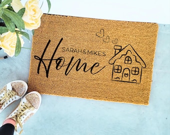 Brush Door Mat Personalised Front Door Mat Custom Printed First Home Couple's Gift,Housewarming Gift, Wedding Gift, Closing Gift