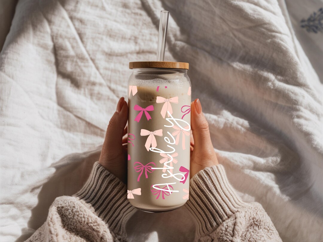 Personalized Pink Bow Cup | Coquette Bow Glass | Cute Bow Glass With ...