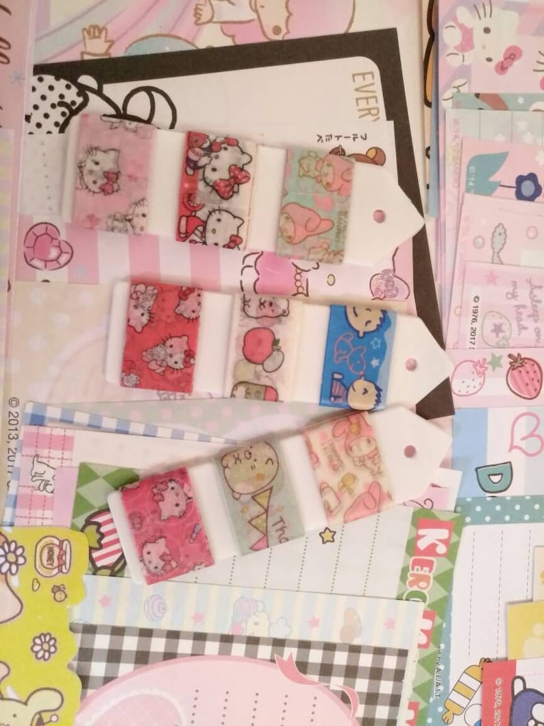 scrapbooking memo notepad,hello kitty,riIakkuma,note sheet 300 Grab bag kawaii mix loose sheets stationery and sample washi 6 Patterns