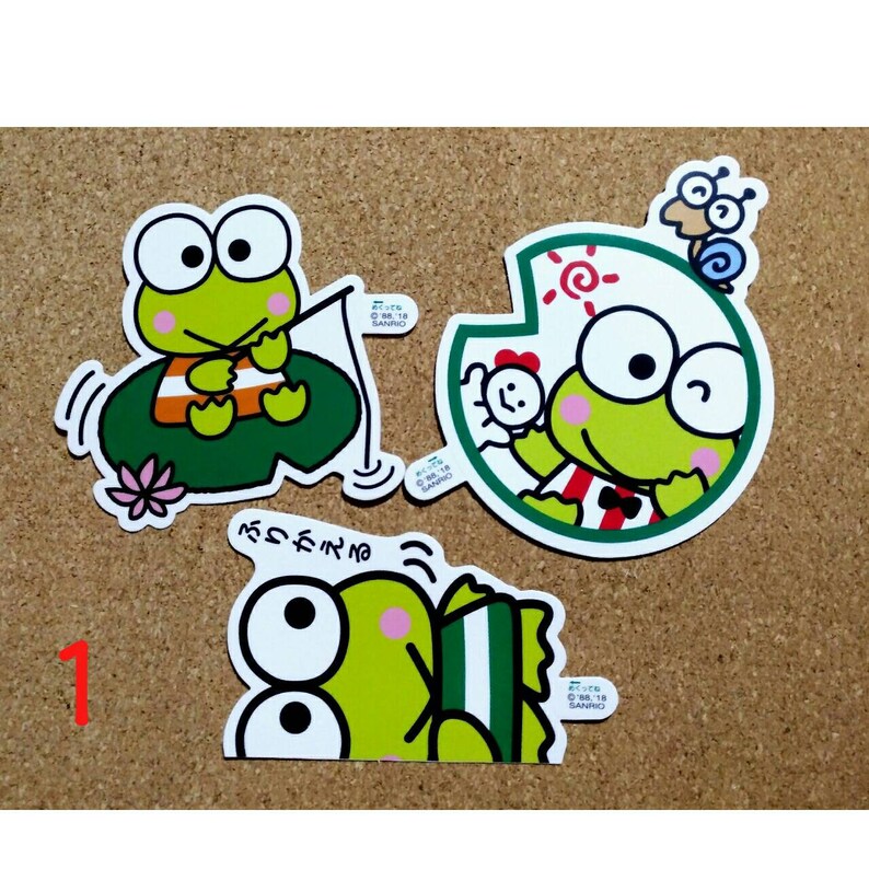 Big Kero Kero Keroppi Sanrio Die Cut Clear Pvc Stickers For Etsy