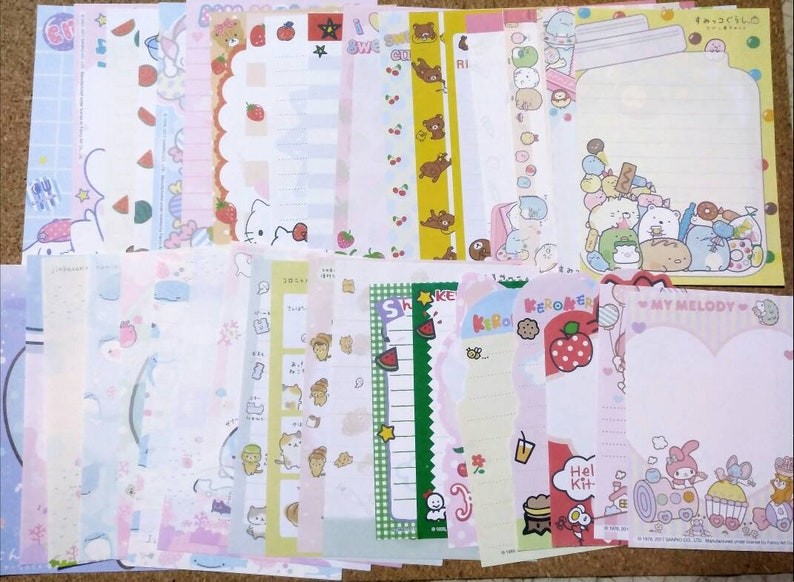 scrapbooking memo notepad,hello kitty,riIakkuma,note sheet 300 Grab bag kawaii mix loose sheets stationery and sample washi 6 Patterns