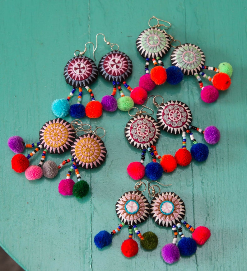 Hmong Earring /Accessories /Ethnic /Embroidery /Colorful Etsy